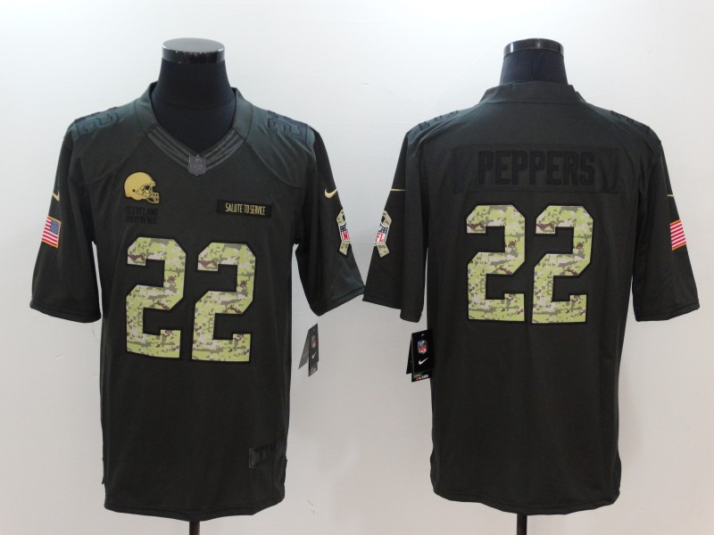Men Cleveland Browns #22 Peppers Green Nike Salute To Service Limited NFL Jerseys